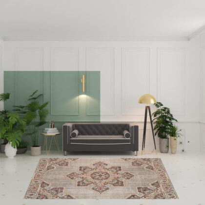7' x 9' Beige Medallion Power Loom Area Rug