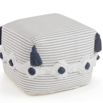18" Gray 100% Cotton Ottoman