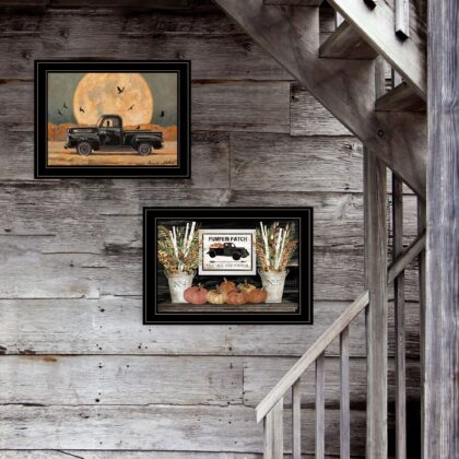 Set Of Two Harvest Moon 2 Black Framed Print Wall Art