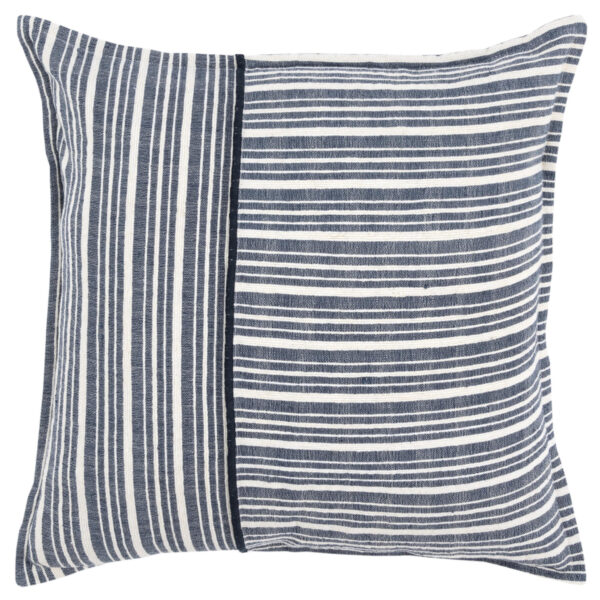 20" Blue and White Cotton Pillow With Embroidery Edges