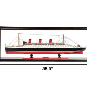 16" Black and Red RMS Queen Mary Medium Display Case Boat Hand Painted Decorative Boat