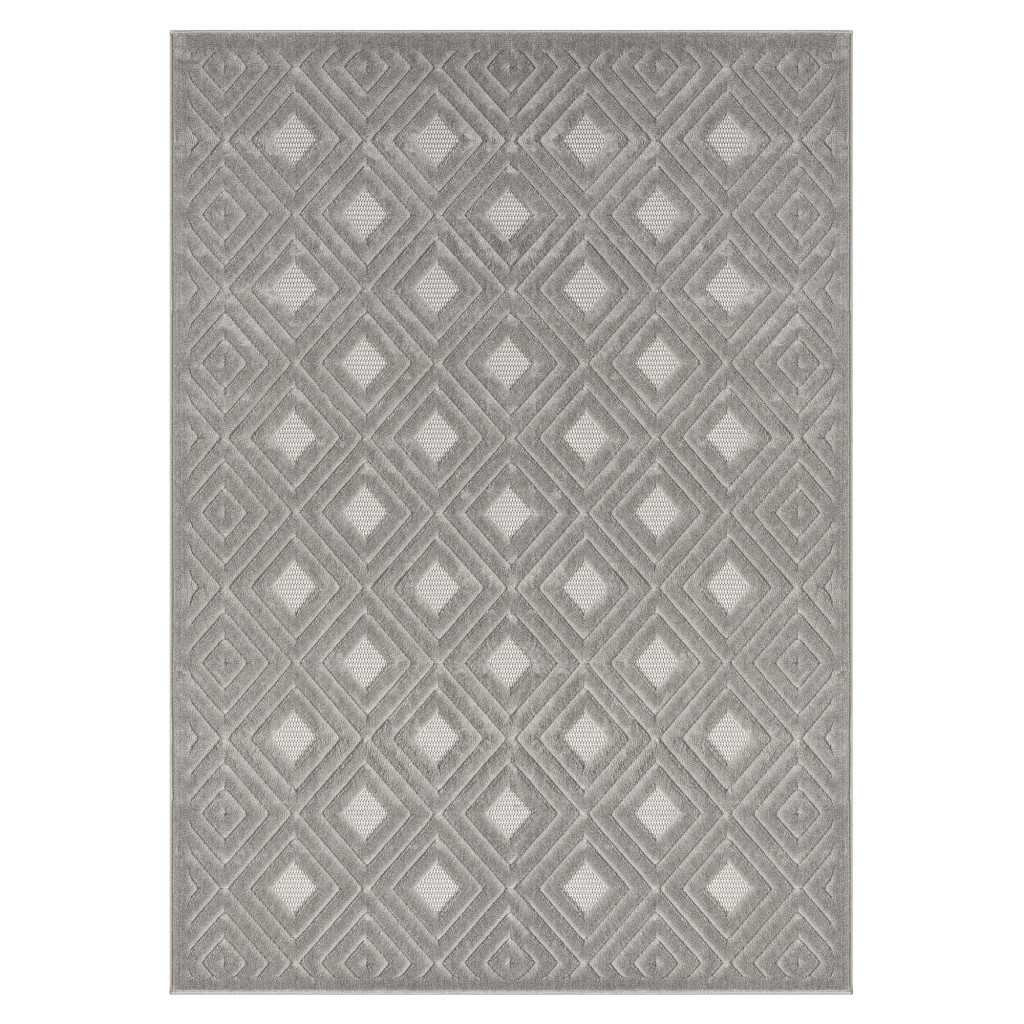 5' x 7' Gray Geometric Area Rug