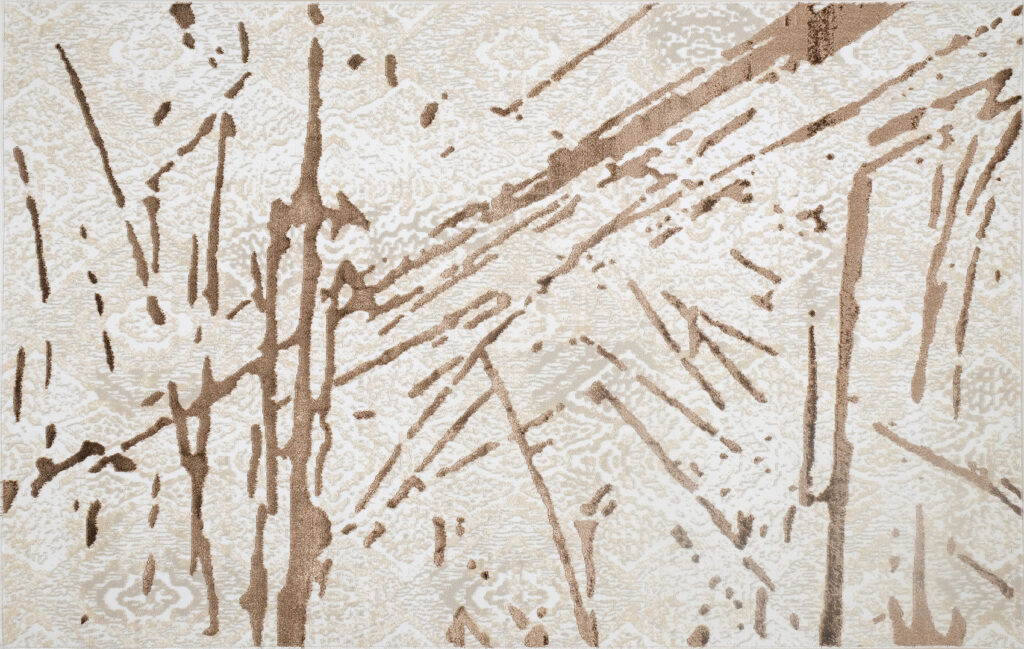8' x 11' Ivory and Brown Abstract Area Rug