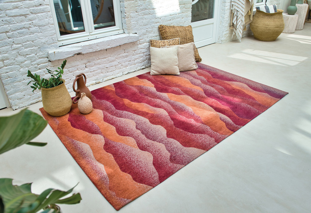 7' x 9' Red Orange Abstract Non Skid Area Rug