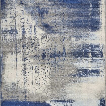 7'X10' Ice Blue Machine Woven Abstract Indoor Area Rug