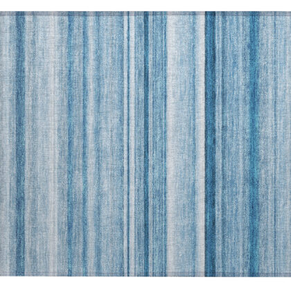 2' X 3' Blue Striped Washable Indoor Outdoor Area Rug
