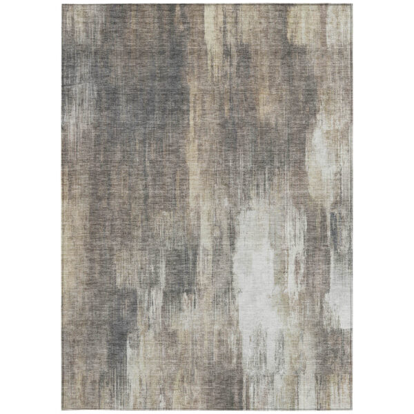 8' X 10' Taupe and Gray Abstract Washable Non Skid Indoor Outdoor Area Rug