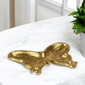 6" Gold Cast Iron Butterfly Handmade Trinket Tray
