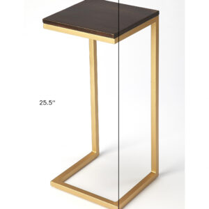 26" Gold Solid Wood Rectangular End Table