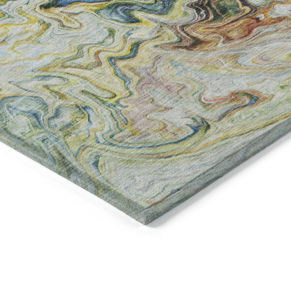 10' X 14' Ivory Blue And Yellow Abstract Washable Indoor Outdoor Area Rug