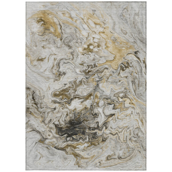 9' X 12' Taupe Beige And Ivory Abstract Washable Indoor Outdoor Area Rug