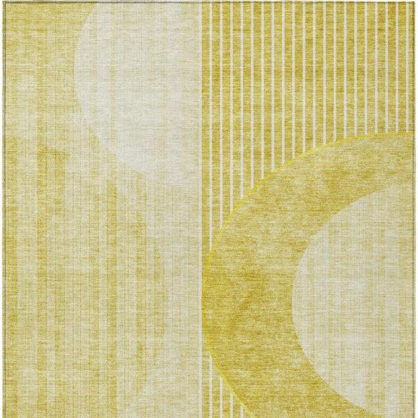 9' X 12' Wheat Gold And Ivory Geometric Washable Indoor Outdoor Area Rug