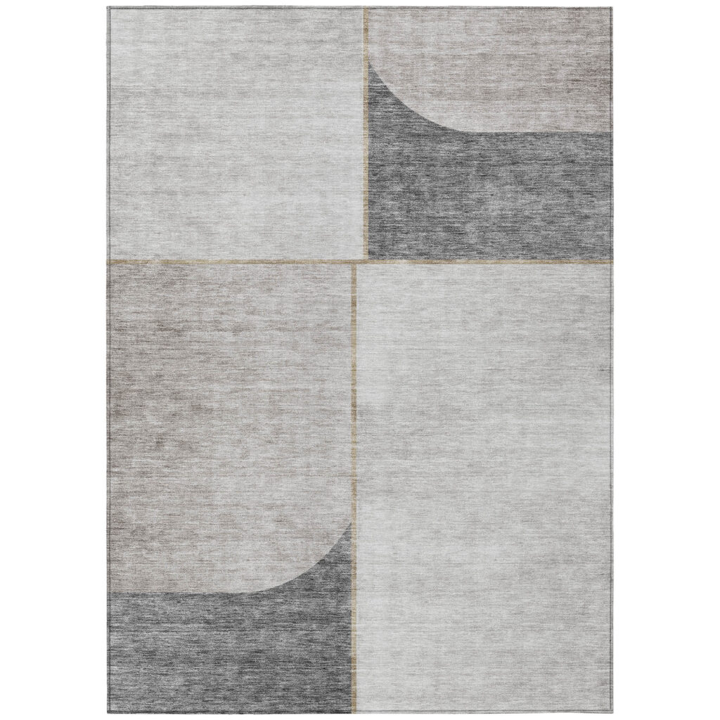 8' X 10' Taupe Beige And Gray Abstract Washable Indoor Outdoor Area Rug