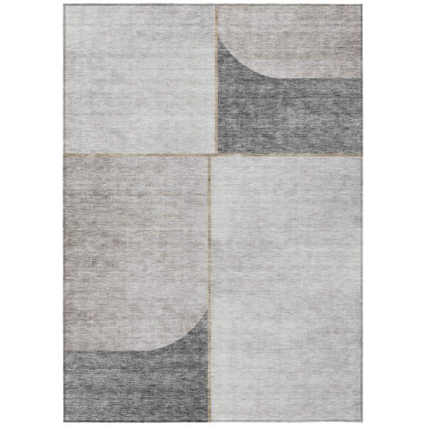 8' X 10' Taupe Beige And Gray Abstract Washable Indoor Outdoor Area Rug