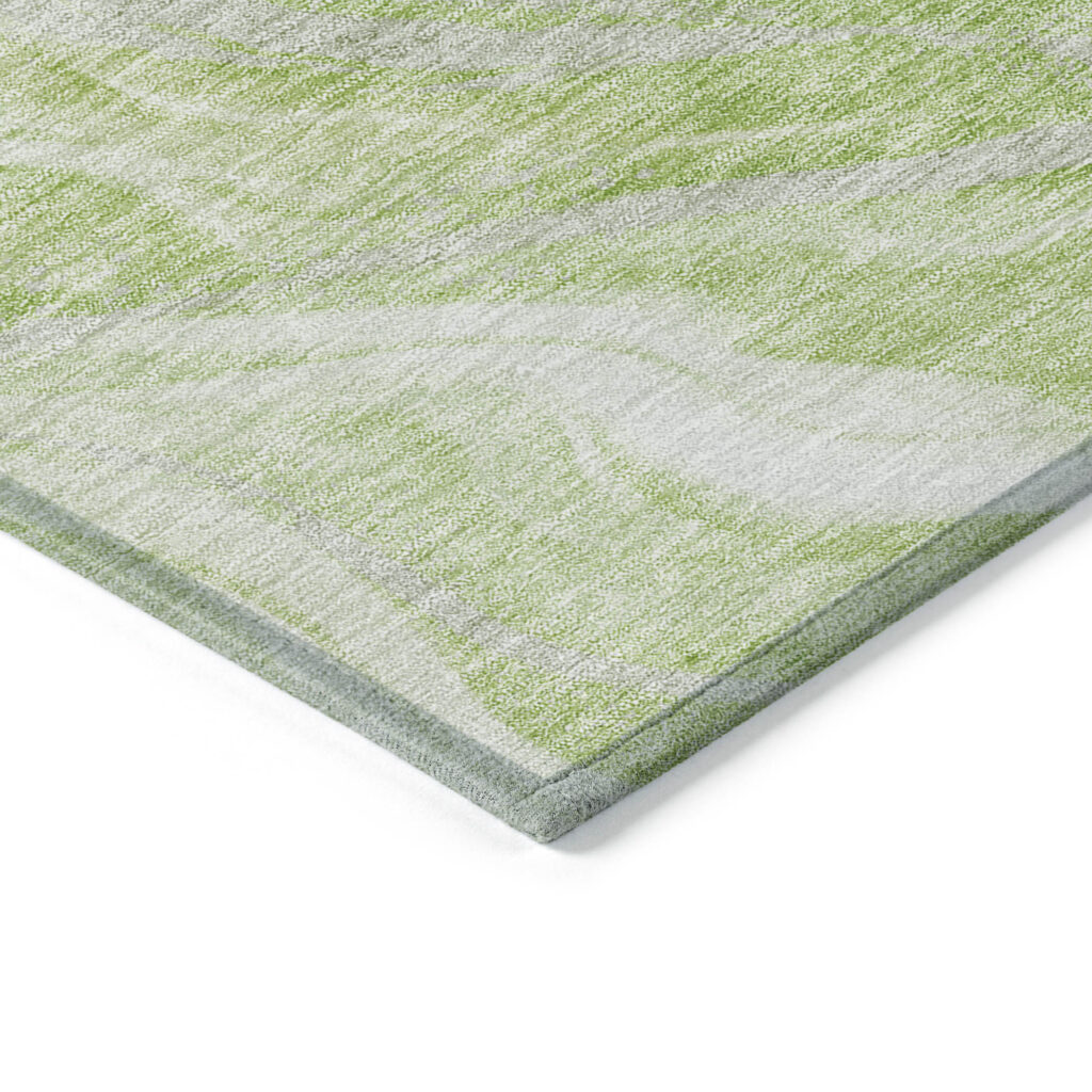 9' X 12' Green And Ivory Abstract Washable Indoor Outdoor Area Rug