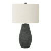 24" Black Round Table Lamp With Ivory Drum Shade