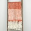 Super Soft Red and White Chevron and Striped Handloomed Throw Blanket