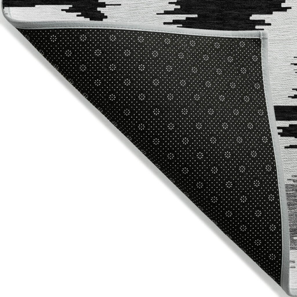 3' X 5' Black Gray And Silver Abstract Washable Indoor Outdoor Area Rug