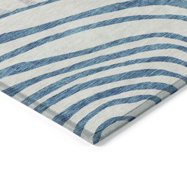 8' X 10' Teal Blue Ivory And Silver Abstract Washable Indoor Outdoor Area Rug
