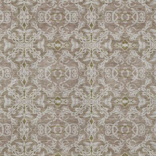 5' X 8' Brown Beige And Taupe Medallion Washable Indoor Outdoor Area Rug