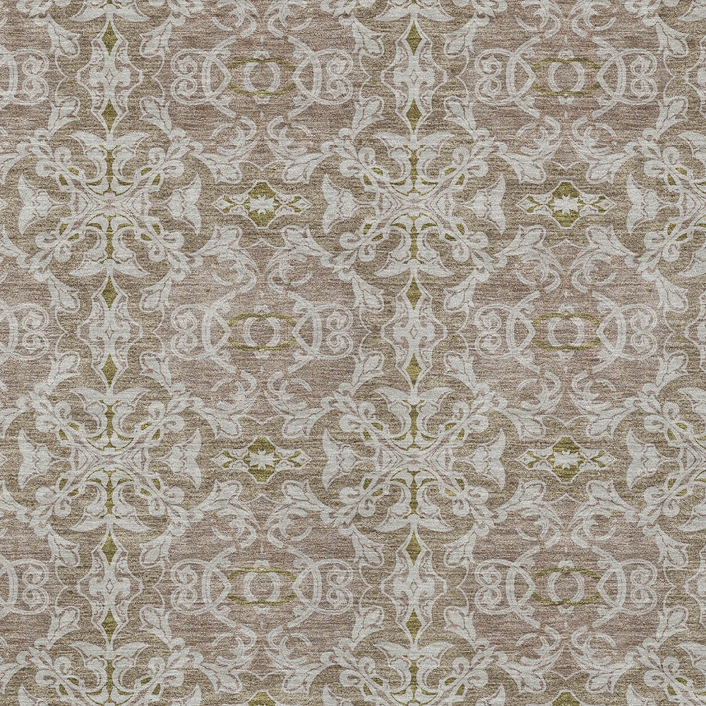 5' X 8' Brown Beige And Taupe Medallion Washable Indoor Outdoor Area Rug