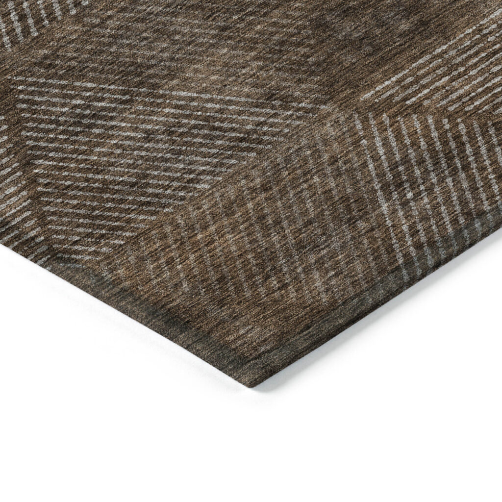 8' X 10' Brown And Taupe Geometric Washable Indoor Outdoor Area Rug