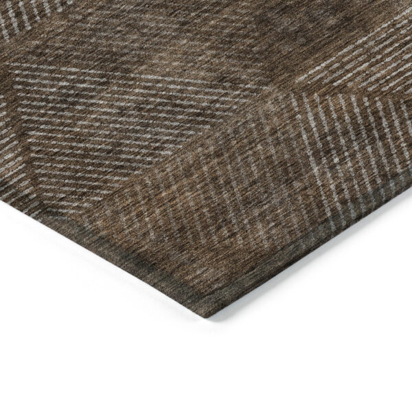 8' X 10' Brown And Taupe Geometric Washable Indoor Outdoor Area Rug