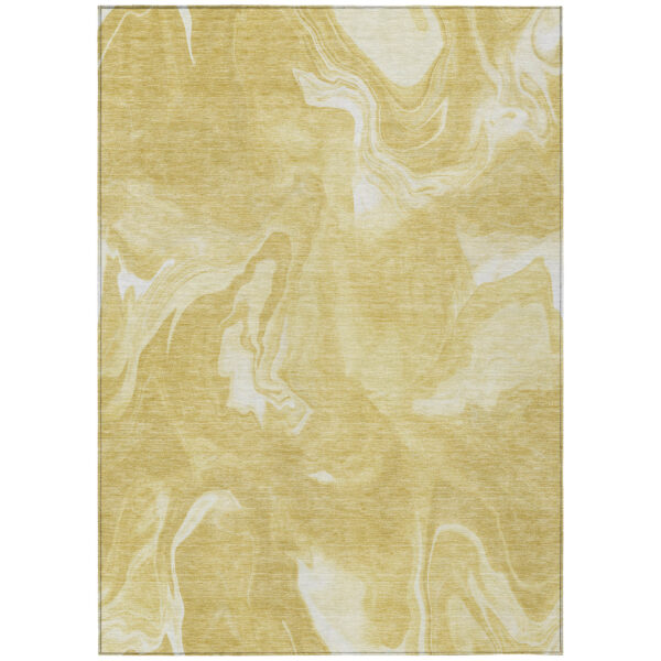 3' X 5' Gold Wheat And Ivory Abstract Washable Indoor Outdoor Area Rug