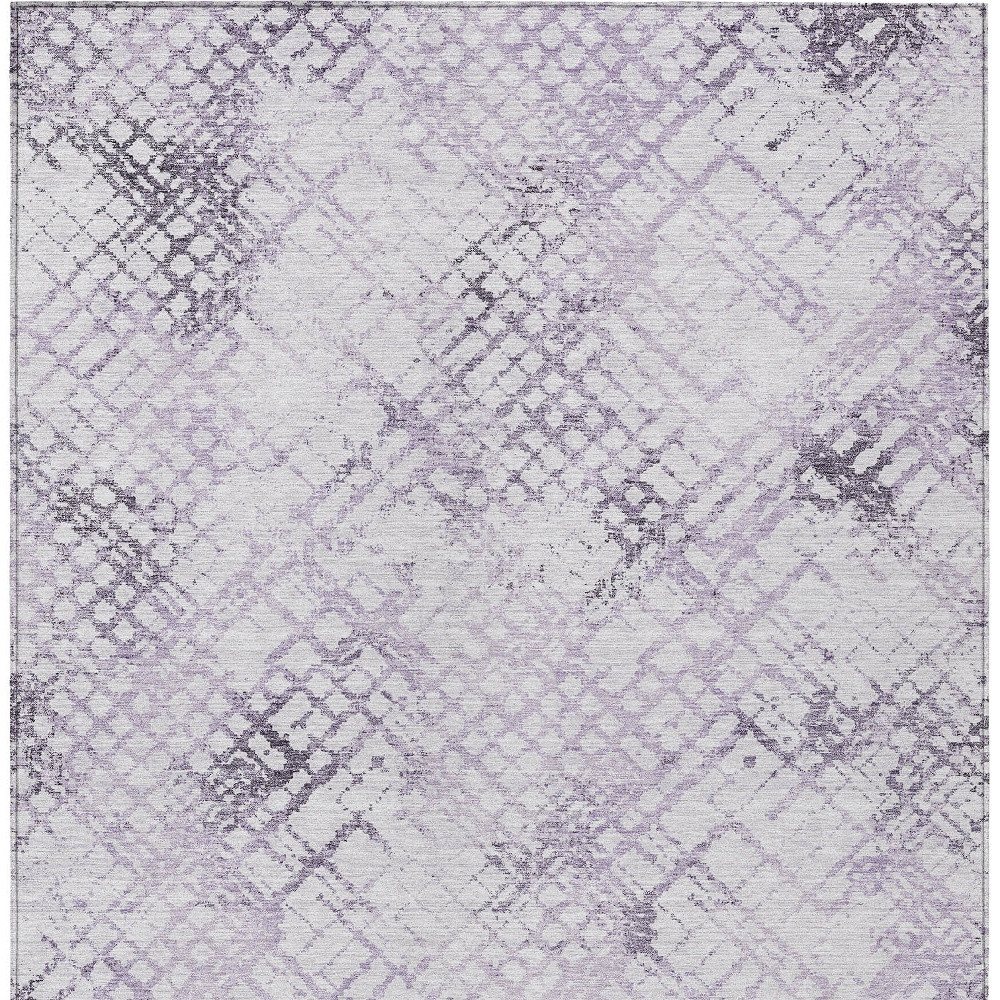 8' X 10' Purple Lavender And Silver Geometric Washable Indoor Outdoor Area Rug