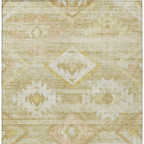 5' X 8' Wheat Gold And Beige Southwestern Washable Indoor Outdoor Area Rug
