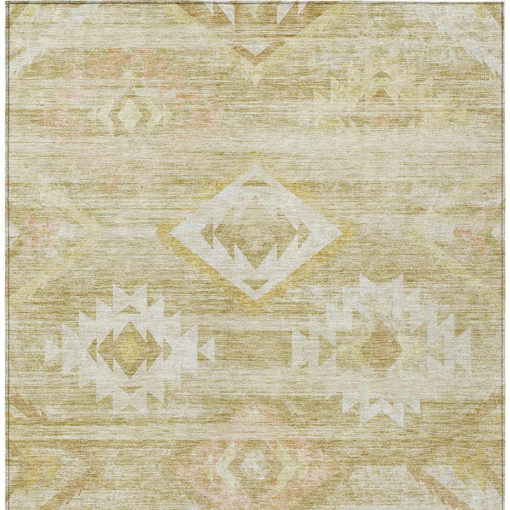 5' X 8' Wheat Gold And Beige Southwestern Washable Indoor Outdoor Area Rug