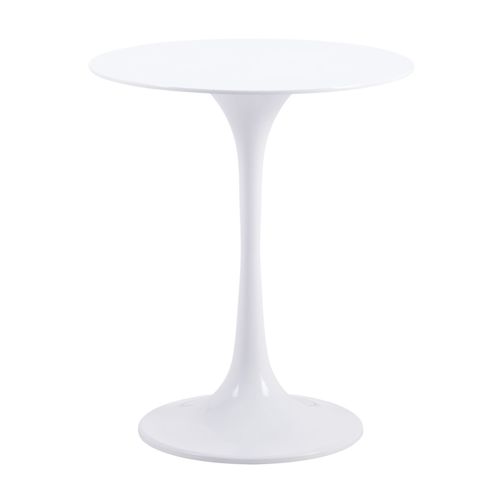 23" White Steel Round Pedestal End Table