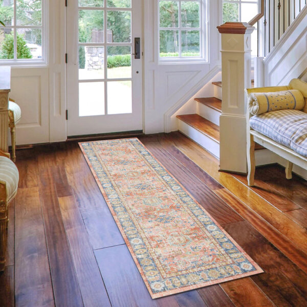 8' Coral Floral Power Loom Runner Rug