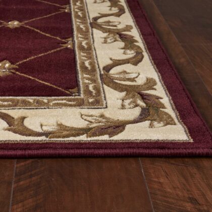 3'X5' Red Machine Woven Hand Carved Fleur De Lis Indoor Area Rug