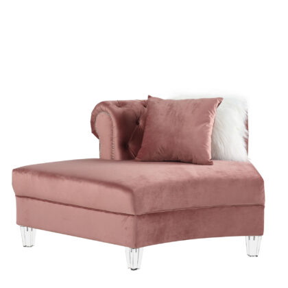Pink Velvet Curved Four Piece Corner Sectional