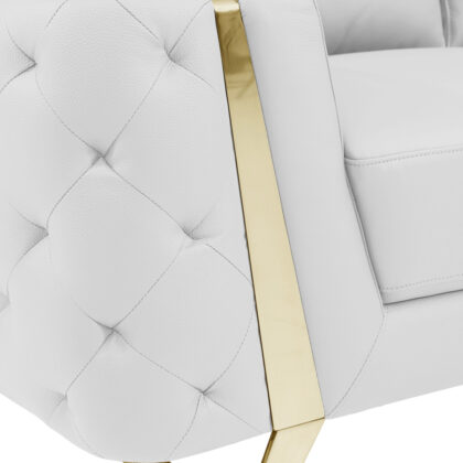 Two Piece Indoor White Italian Leather Five Person Seating Set
