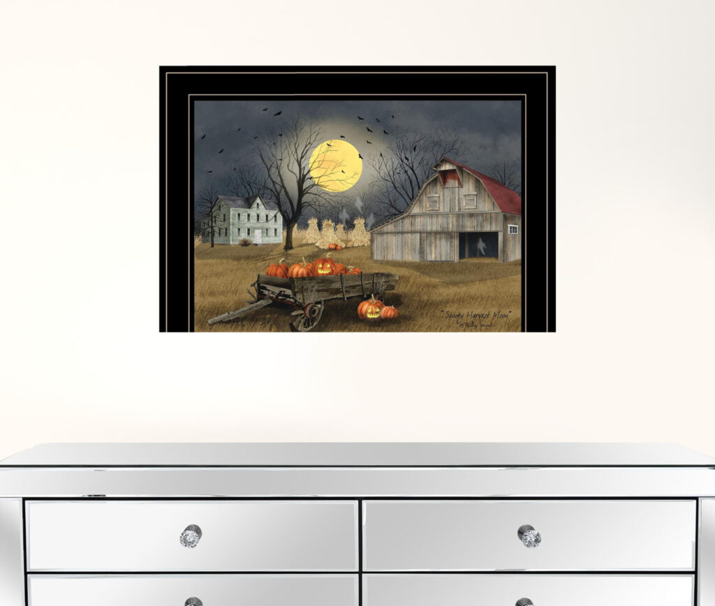 Spooky Harvest Moon 4 Black Framed Print Wall Art