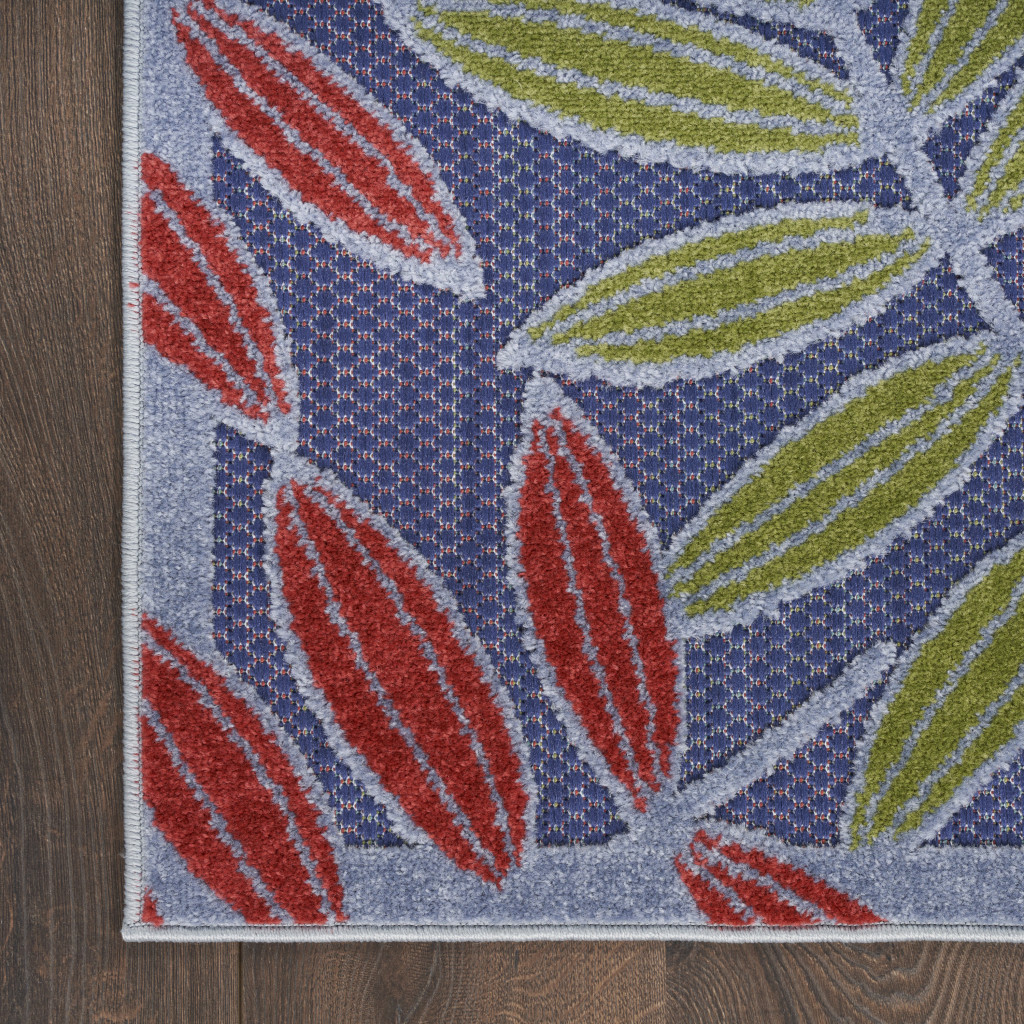 5' X 7' Orange Green and Blue Indoor Outdoor Area Rug