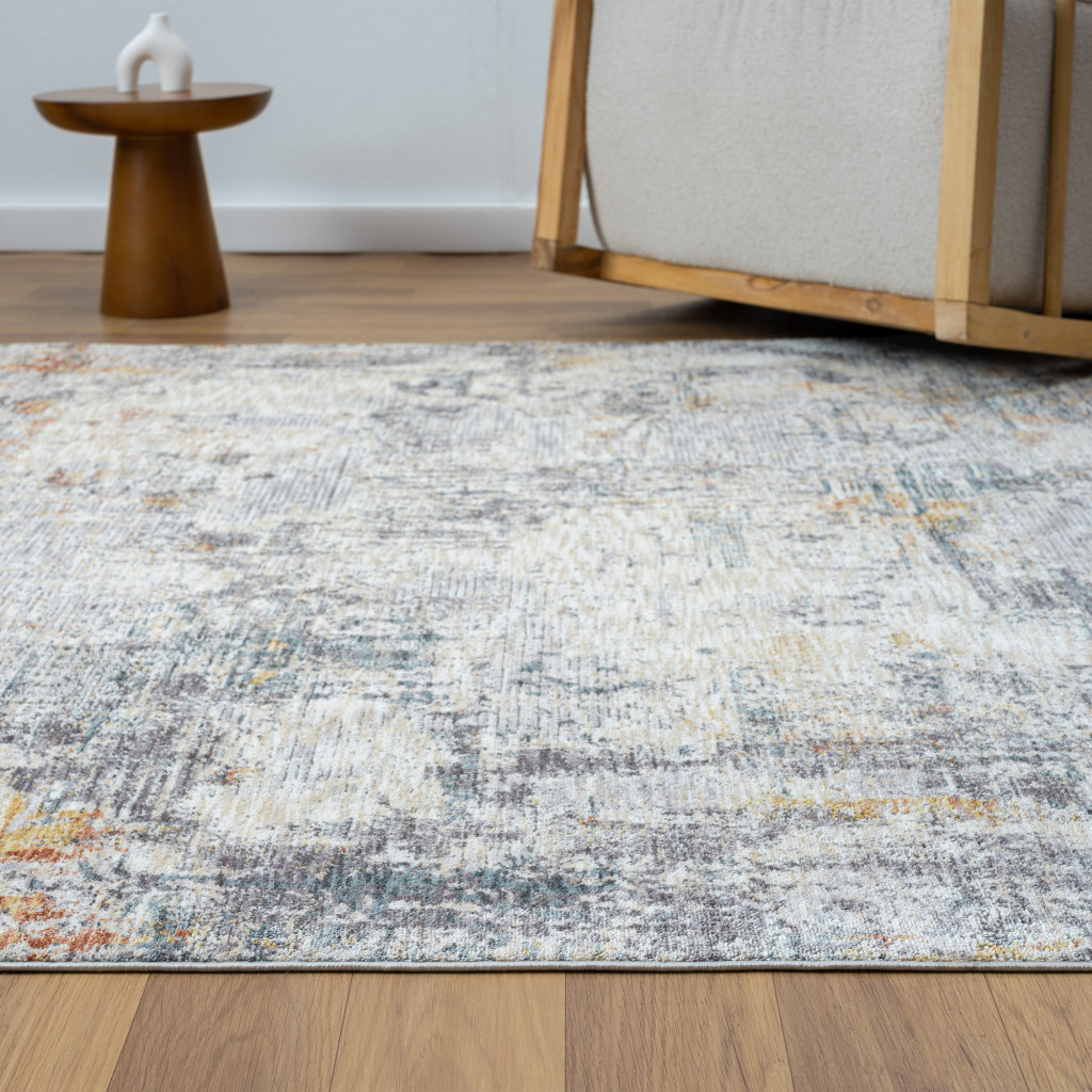 8' x 10' Gray and Ivory Abstract Area Rug