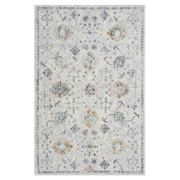 9' x 12' Ivory and Blue Floral Area Rug