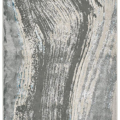 8' Blue and Gray Abstract Power Loom Runner Rug