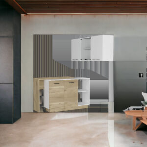 Wood Brown And Natural 59" Kitchen Island Set With Storage