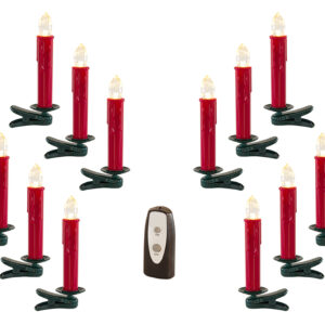 Set of Twentyfour Red LED Flameless Christmas Tree Clip On Candles