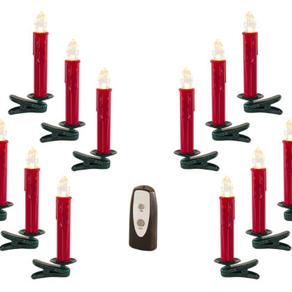 Set of Twentyfour Red LED Flameless Christmas Tree Clip On Candles