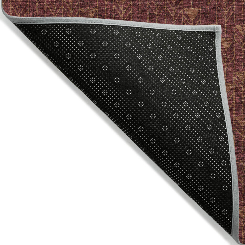8' X 10' Burgundy Geometric Washable Non Skid Indoor Outdoor Area Rug