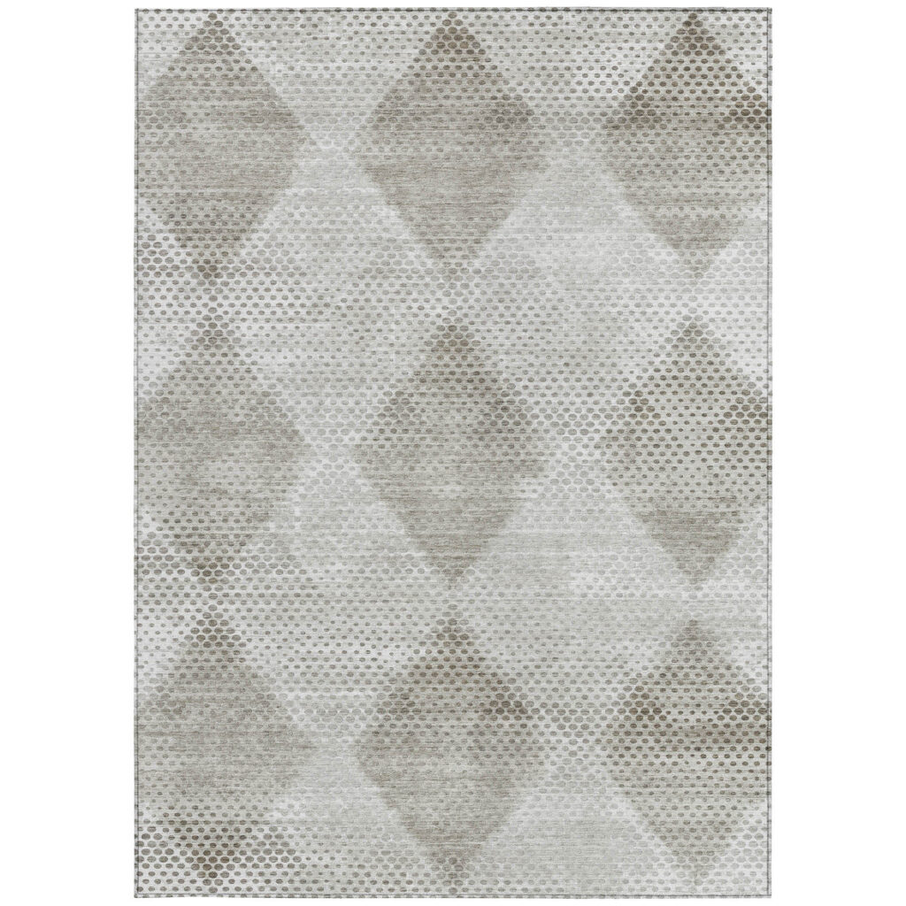 9' X 12' Gray Geometric Washable Non Skid Indoor Outdoor Area Rug