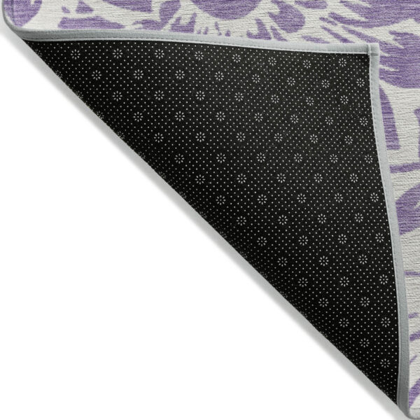 8' X 8' Purple and Ivory Round Floral Washable Non Skid Indoor Outdoor Area Rug