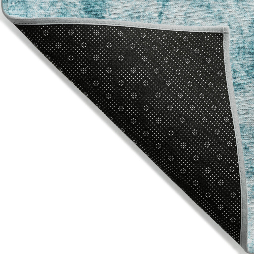 9' X 12' Teal Abstract Washable Non Skid Indoor Outdoor Area Rug