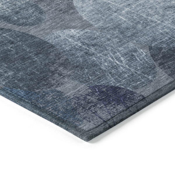 2' X 8' Gray and Blue Abstract Washable Non Skid Indoor Outdoor Runner Rug