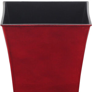 7" Red Recycled Plastic Indoor Outdoor Square Pot Planter